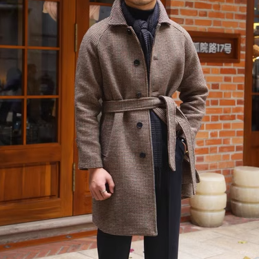 Mid-length Vintage Wool Coat With Shoulder Insert