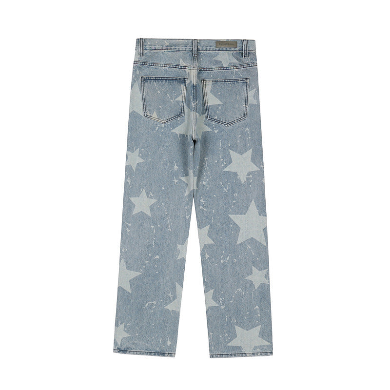 Trendy Simple Star Print Loose Casual Jeans