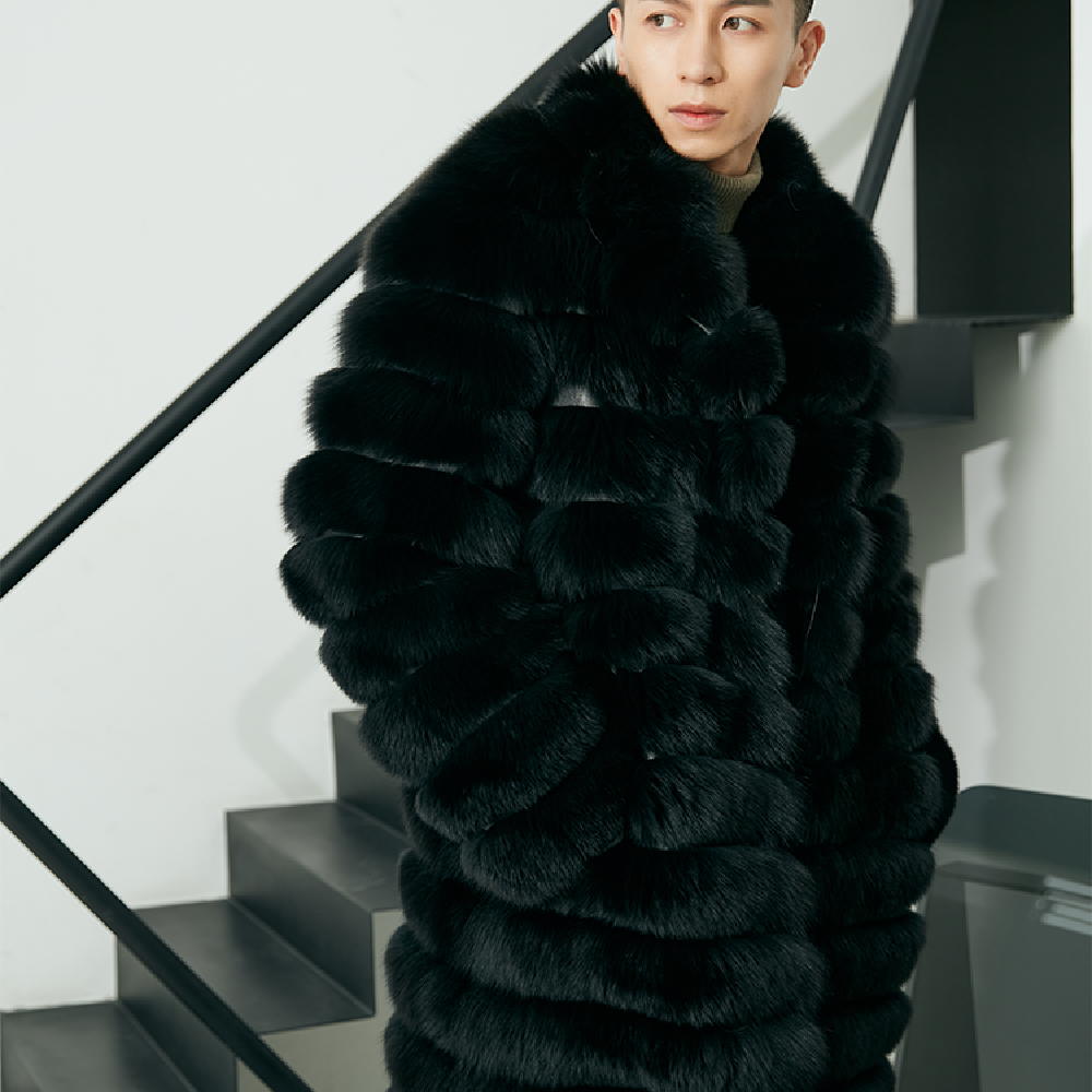 Men's Real Fur Long Fur Coat Winter