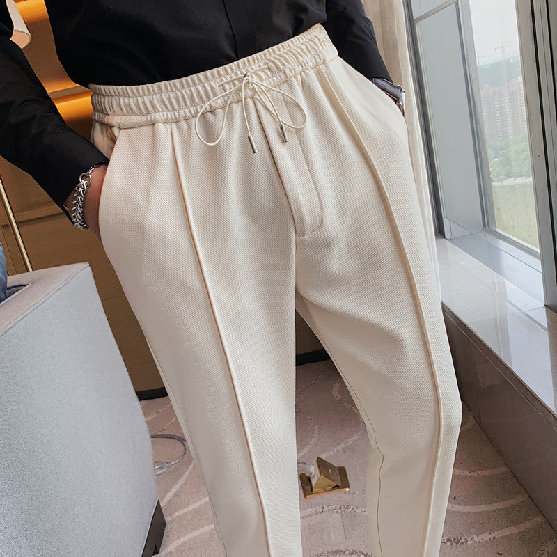 Casual All Match Elastic Waist Solid Color Small Feet Drawstring Sweatpants