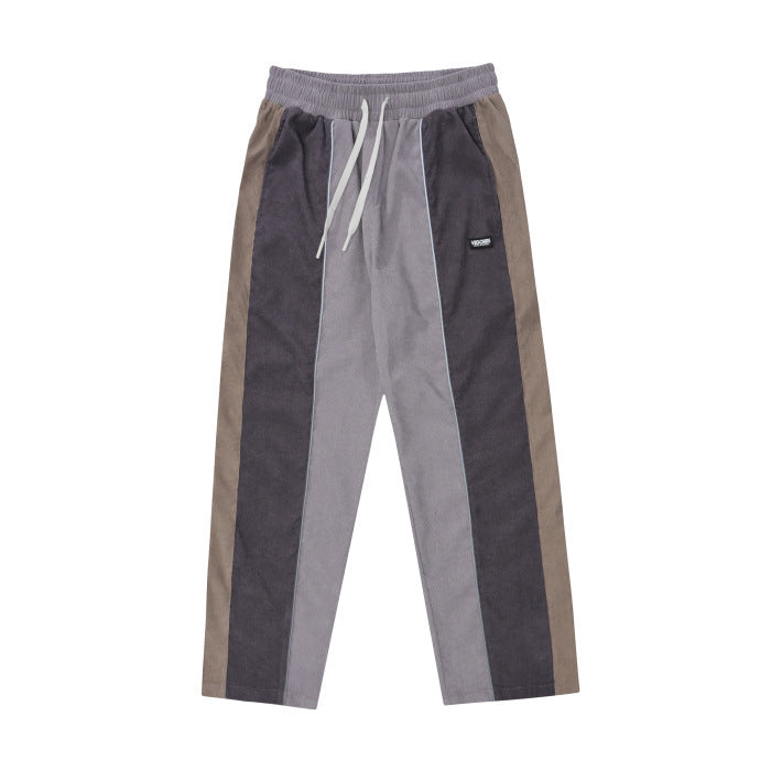 Retro Colorblock Straight Sports Trousers